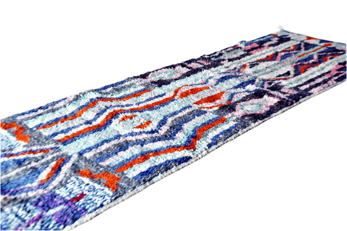 purple orange white moroccan runner rug boujaad
