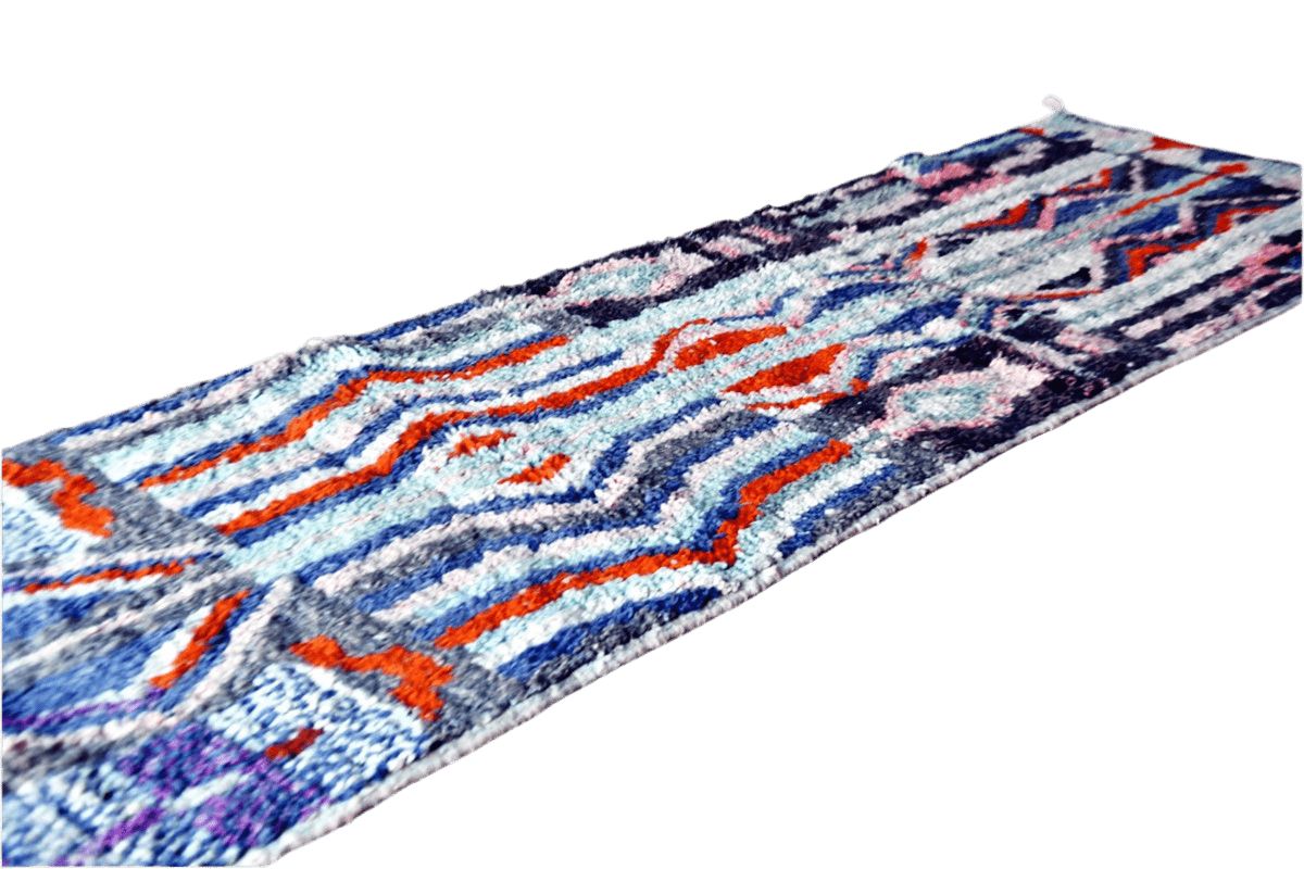 purple orange white moroccan runner rug boujaad