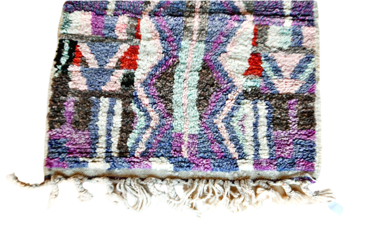 purple orange white moroccan runner rug boujaad bottom