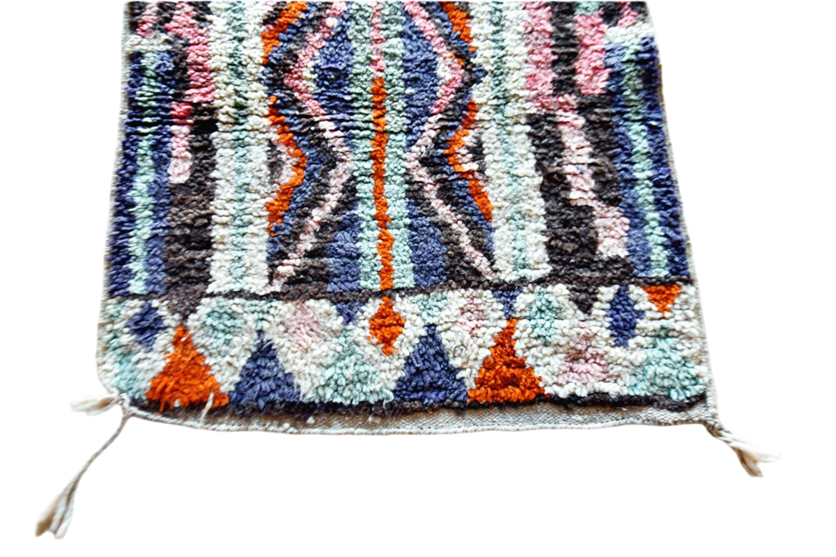 purple orange white moroccan runner rug boujaad top