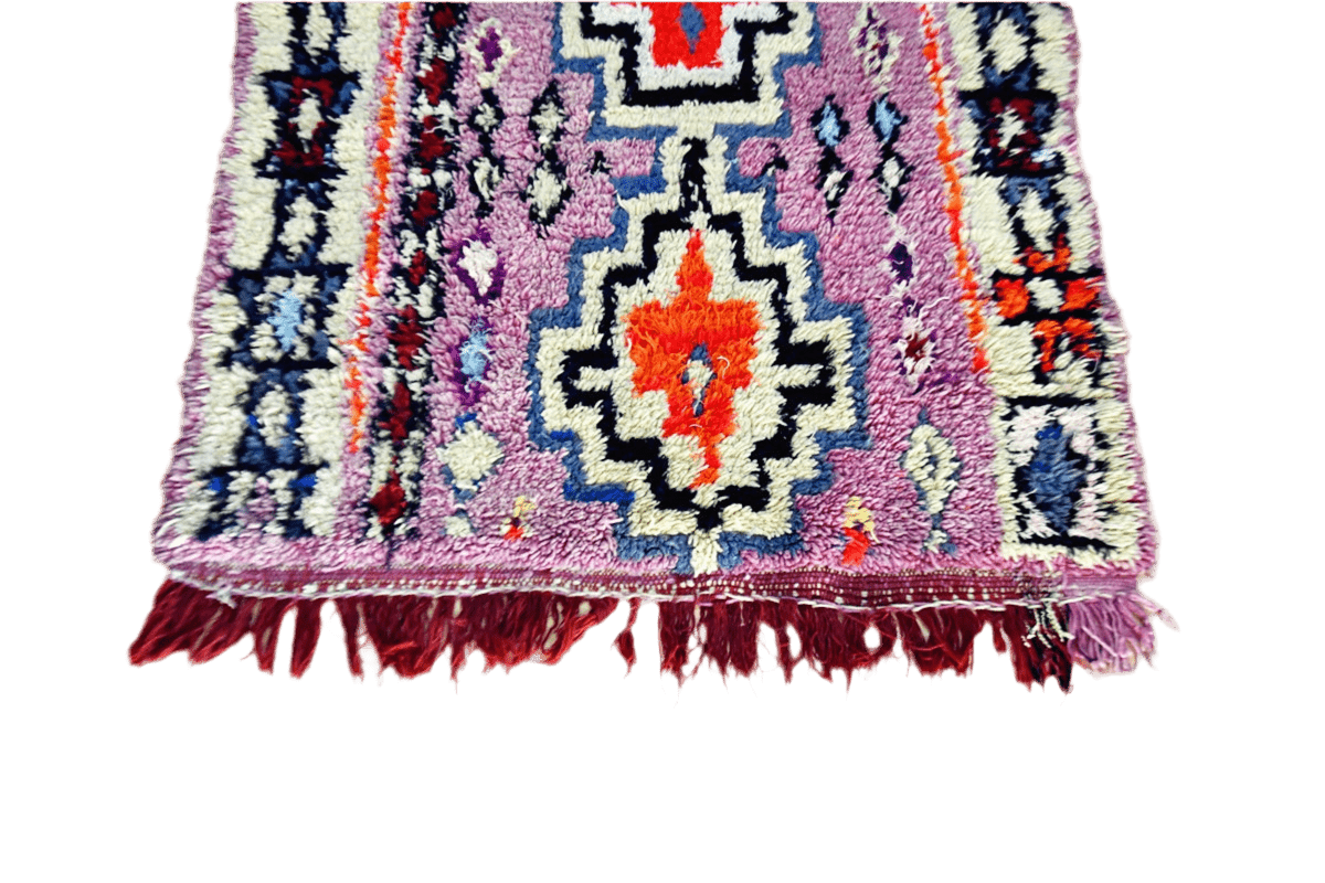purple red vintage boujaad moroccan runner rug bottom