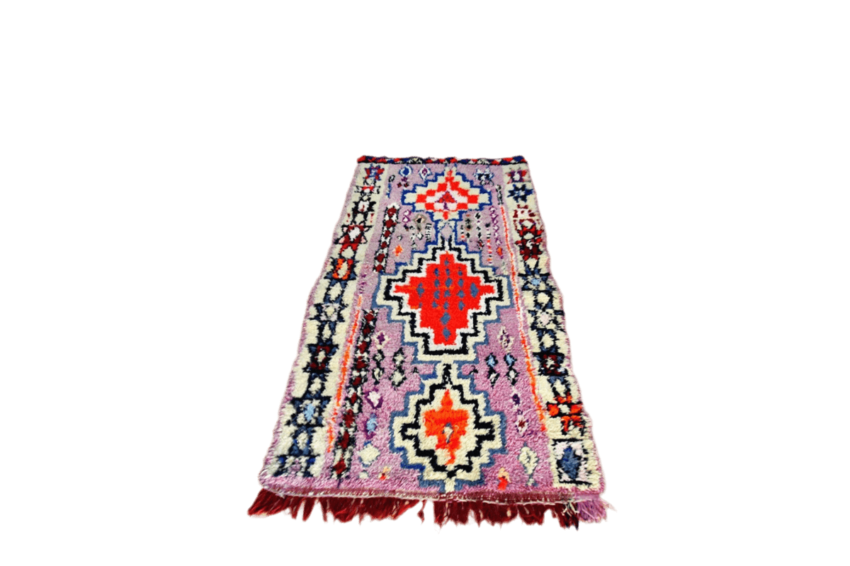 purple red vintage boujaad moroccan runner rug front
