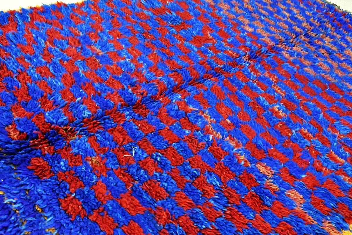 side Beni mguild checker blue red rug