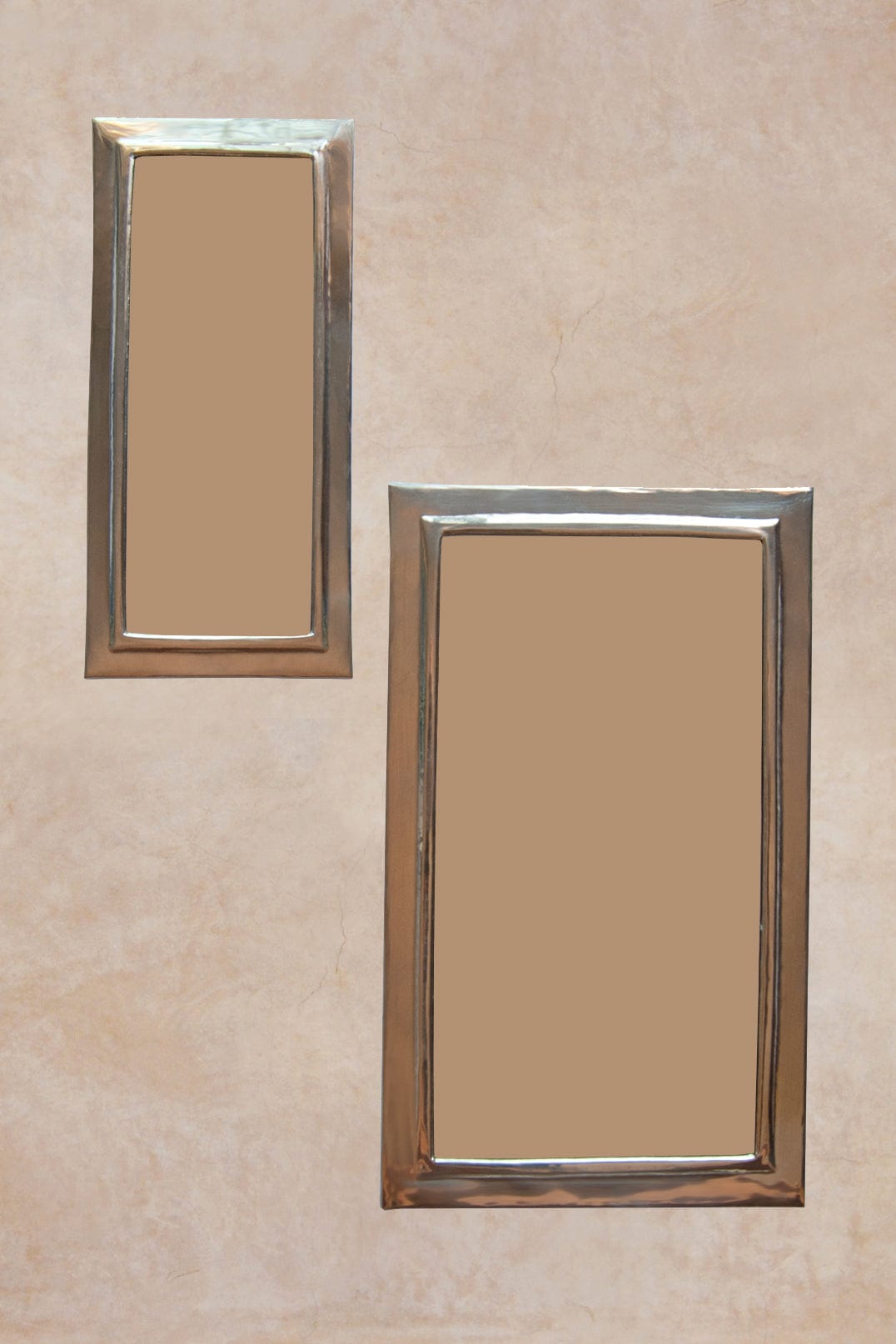 Set of 2 silver maillechort rectangle mirrors