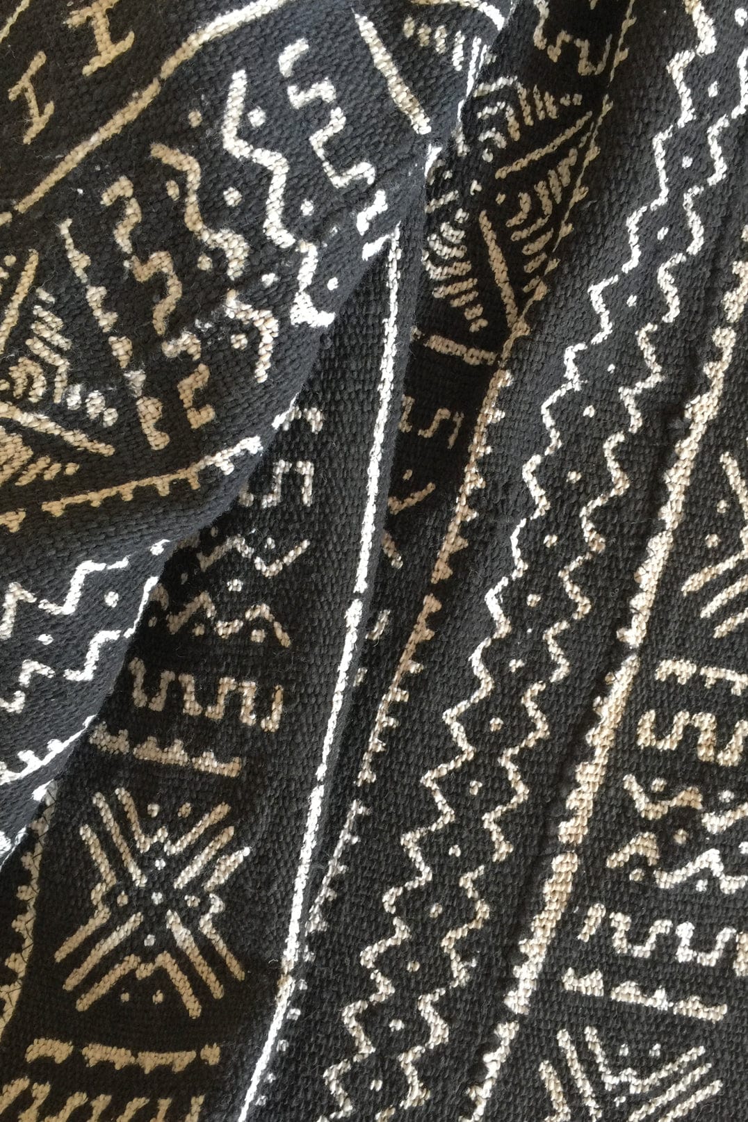 Black Mali mud cloth fabric bogolonfini segou tribal motif cotton handspun handmade pattern