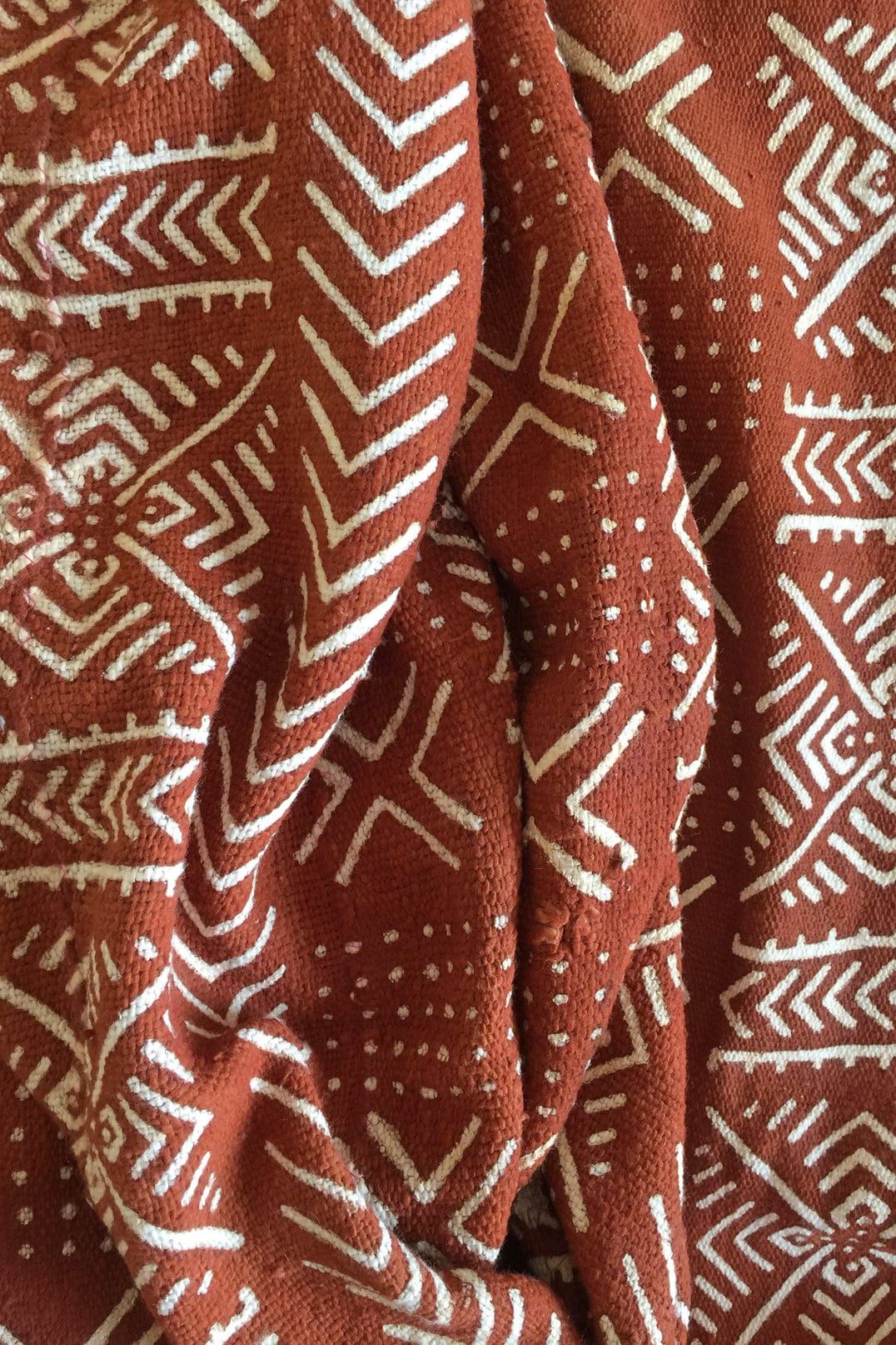 Brown Mali mud cloth fabric bogolonfini segou tribal motif cotton handspun handmade