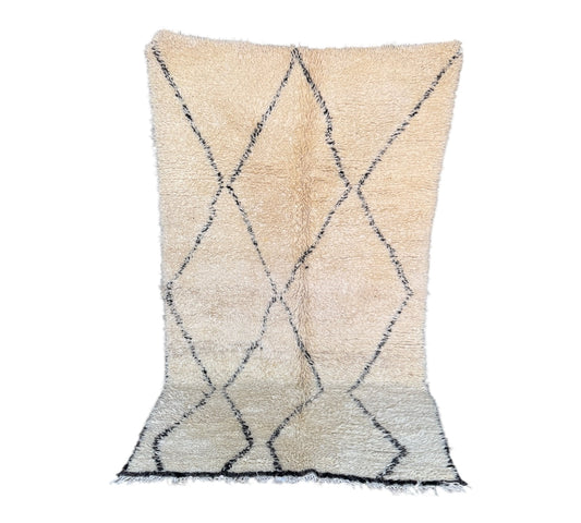 Abstract medium black white vintage beni ourain rug ourain front