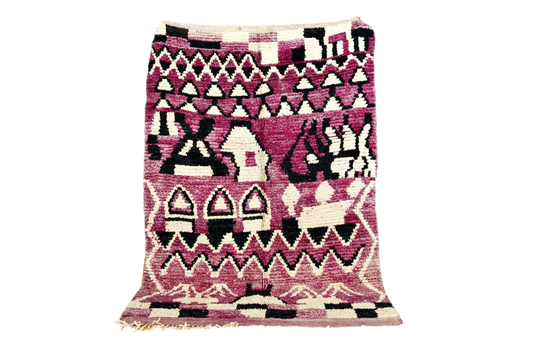 Abstract moroccan purple black area rectangle rug standing
