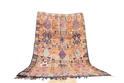 Beni Mguild pastel area rug morocco standing