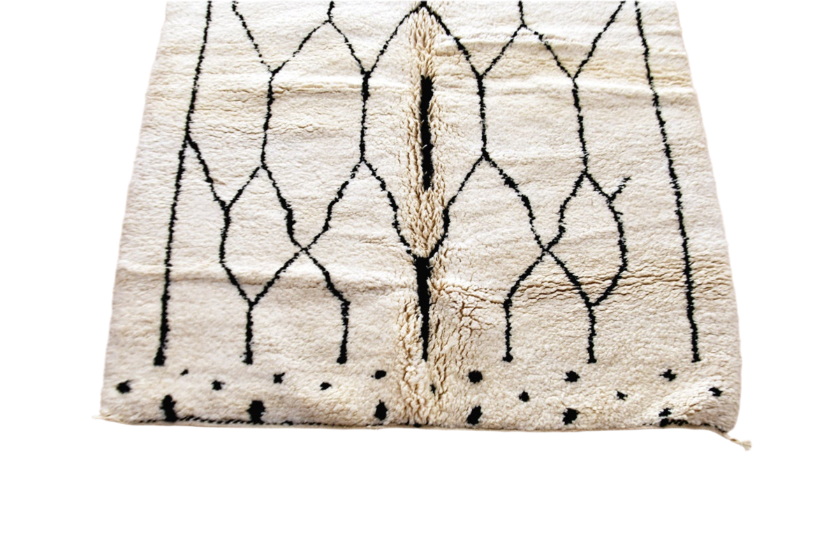 Beni Mrirt white black moroccan rug top