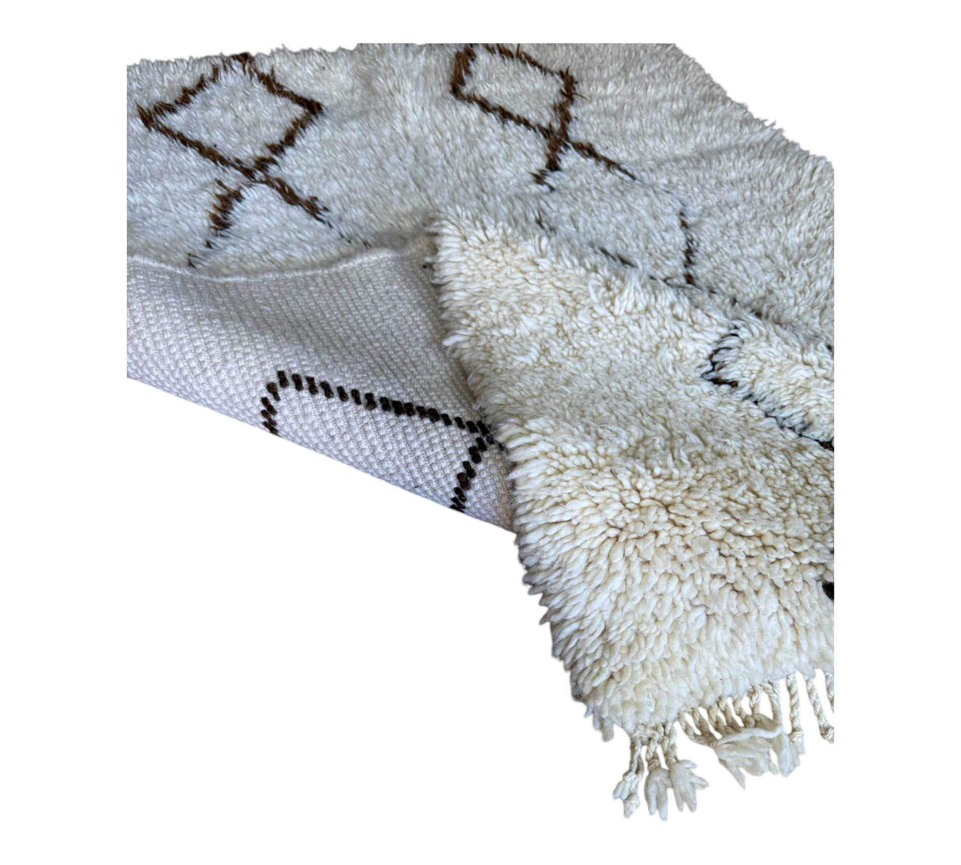 Beni Ouarain rug folded white cream brown