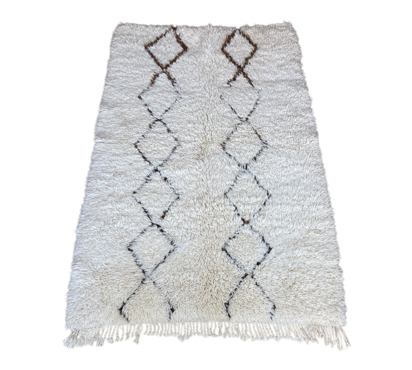 Beni Ourain rug front shot brown white cream