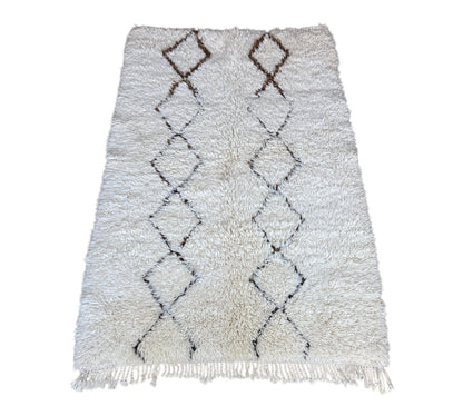 Beni Ourain rug front shot brown white cream