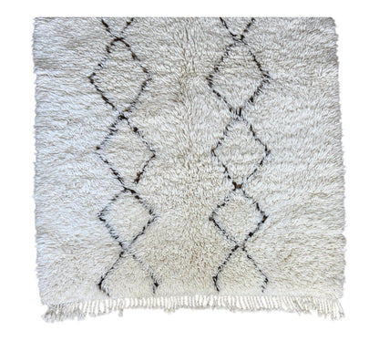 Beni ourain auhtentic white brown bottom tassels