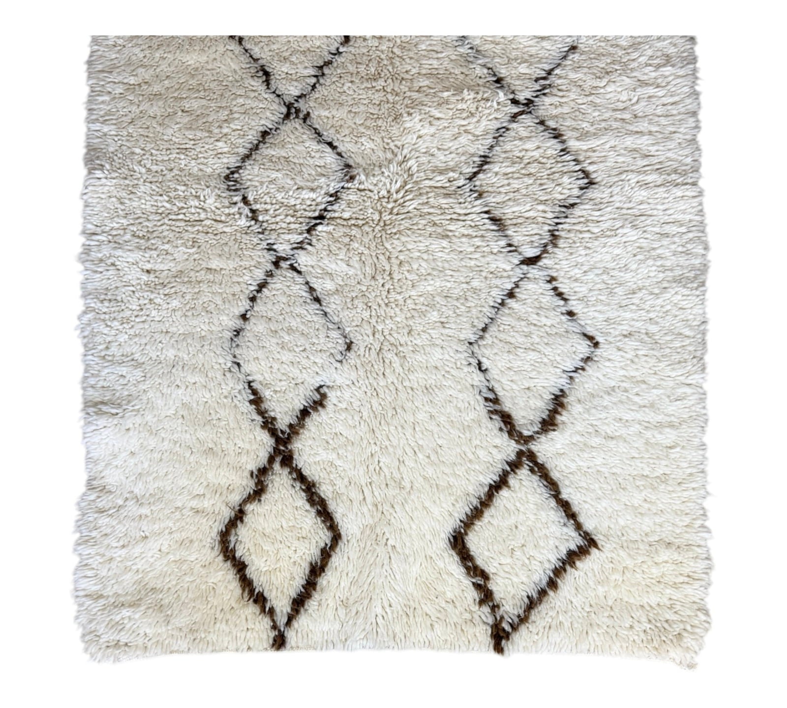 Beni ourain white brown top fluffy plush rug