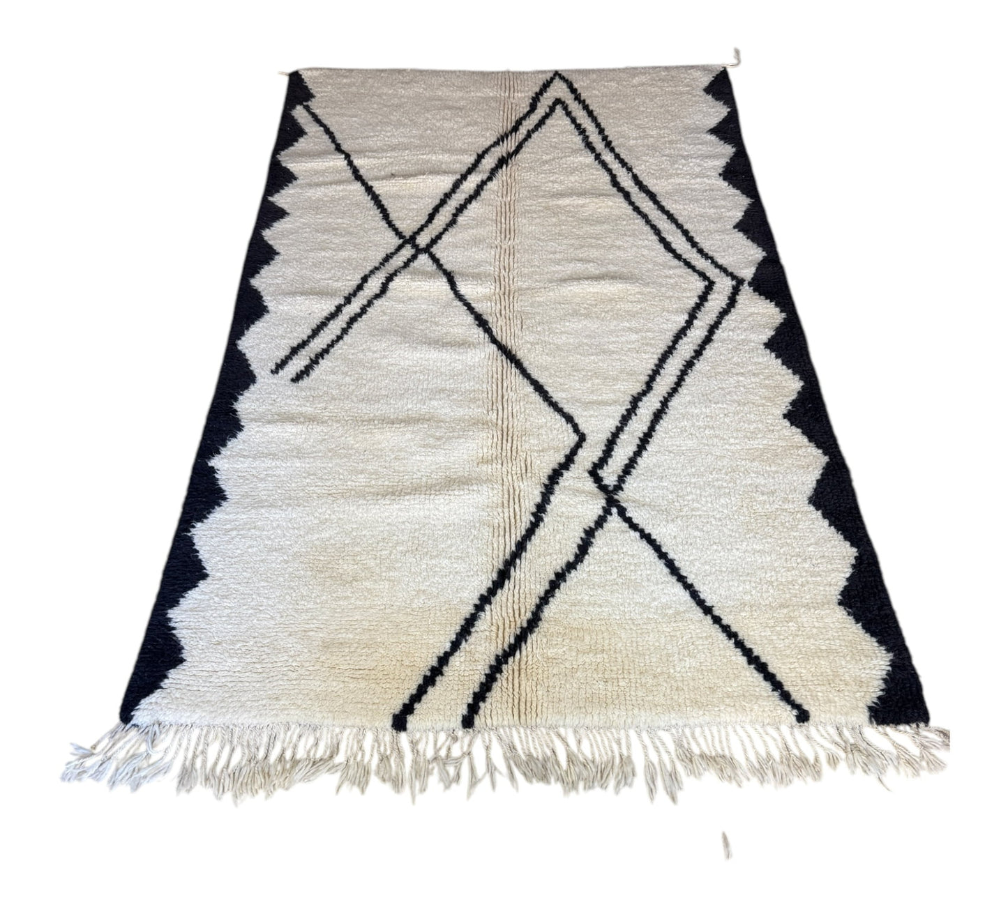 Black and white Beni Ourain rug front shot