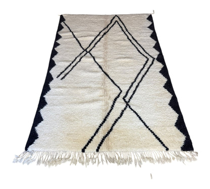 Black and white Beni Ourain rug front shot