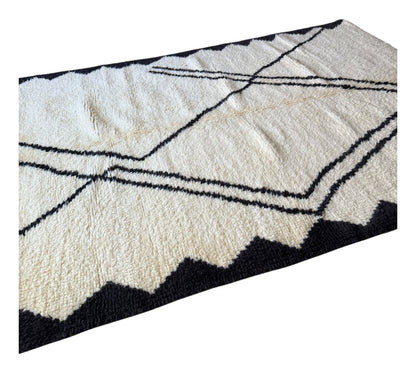 Black and white Beni Ourain rug side shot