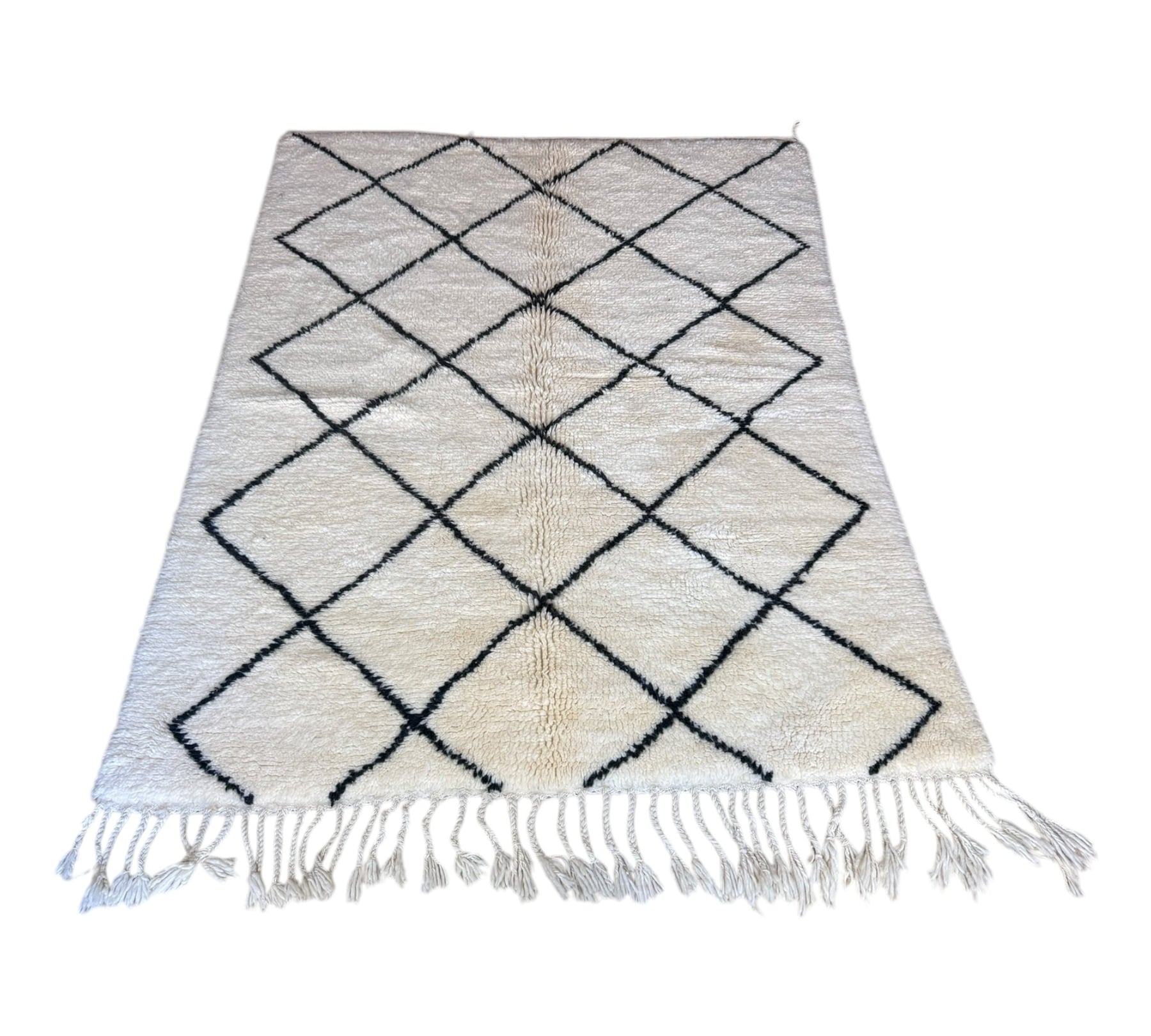 Black and white  diamonds Beni Ourain rug front