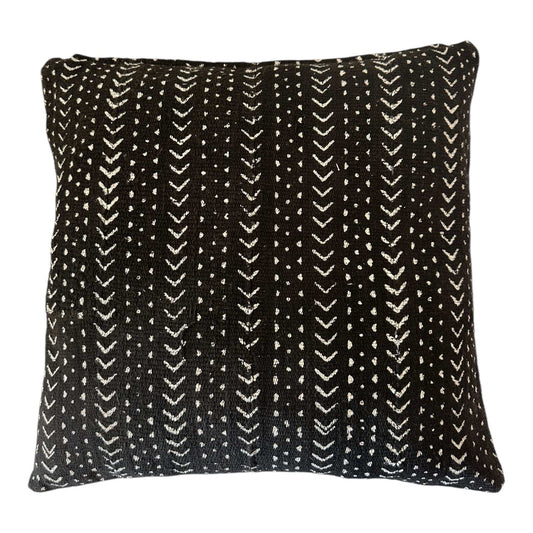 Black mali pucloth cushion cover arrow tribal design front