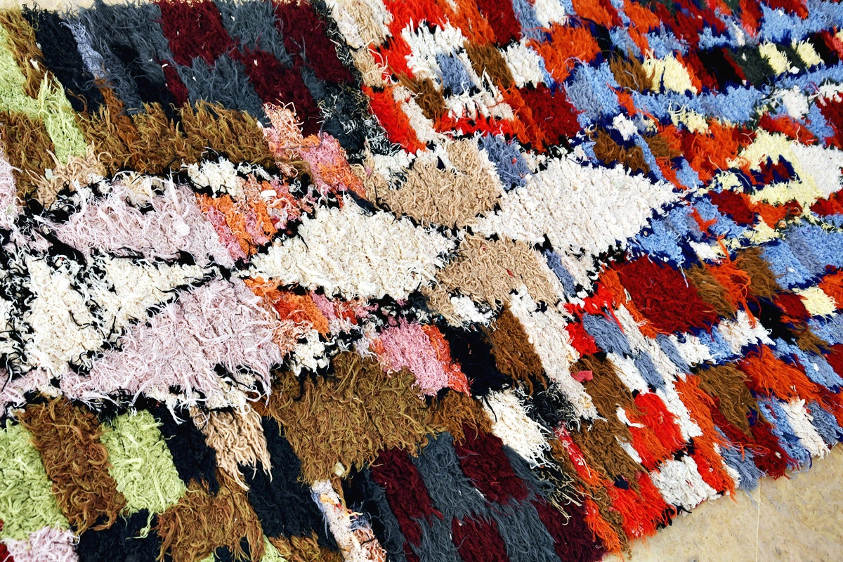 Blue red boucherouite rug