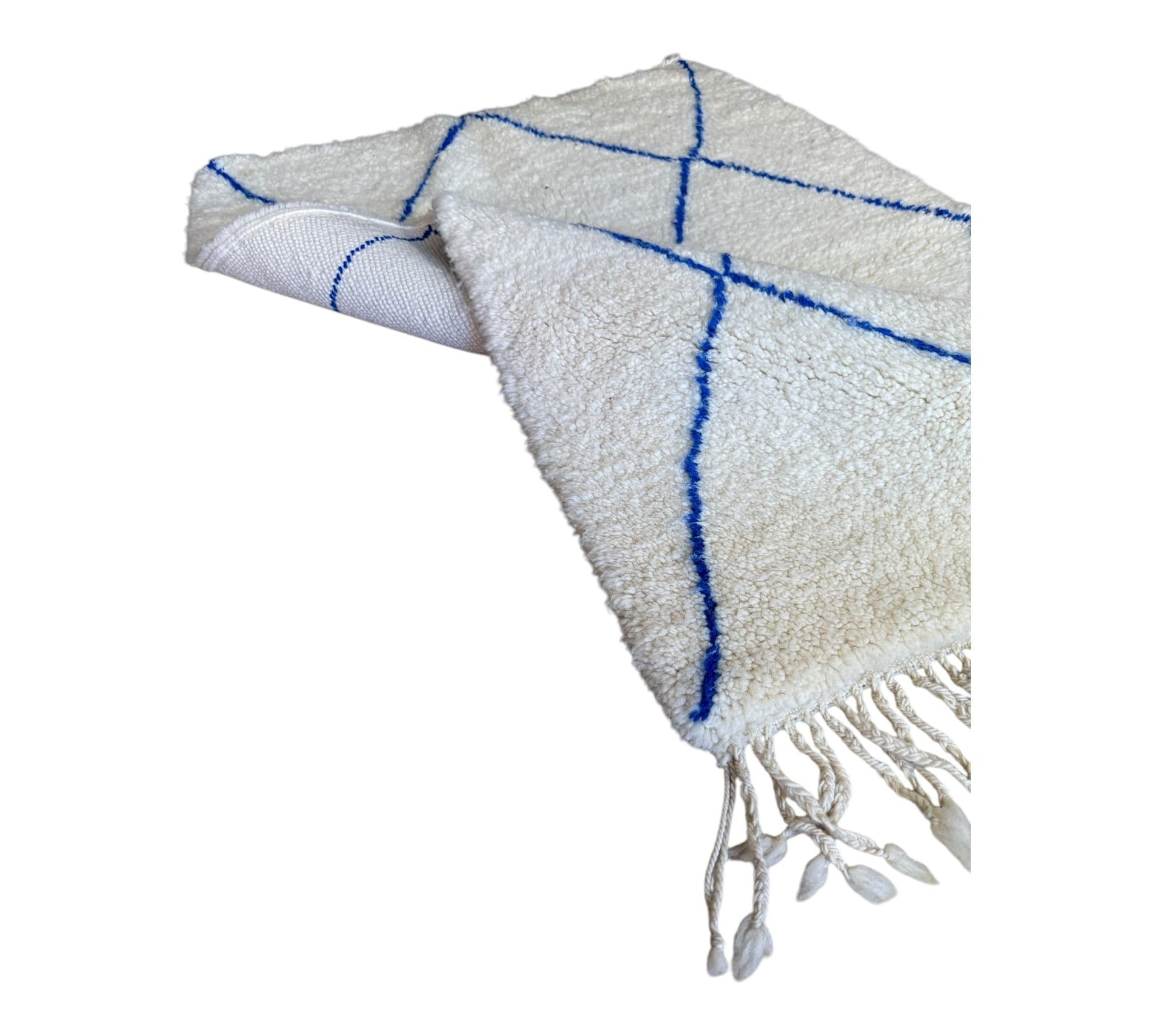 Blue & white Beni Ourain Moroccan rug mediterranean folded