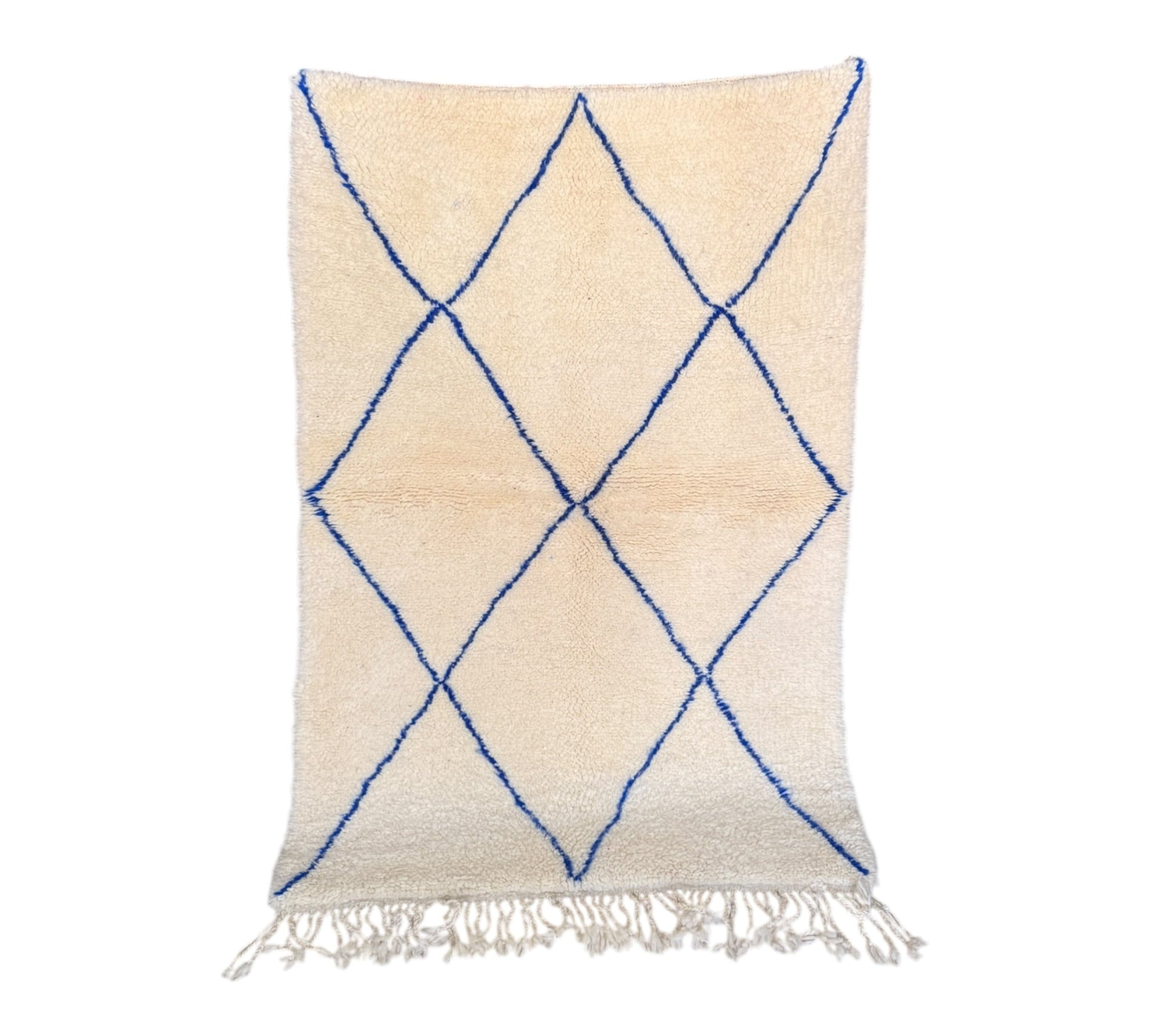Blue & white Beni Ourain Moroccan rug mediterranean standing