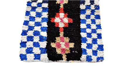 Blue white checker boucheoruite runner rug cosy top