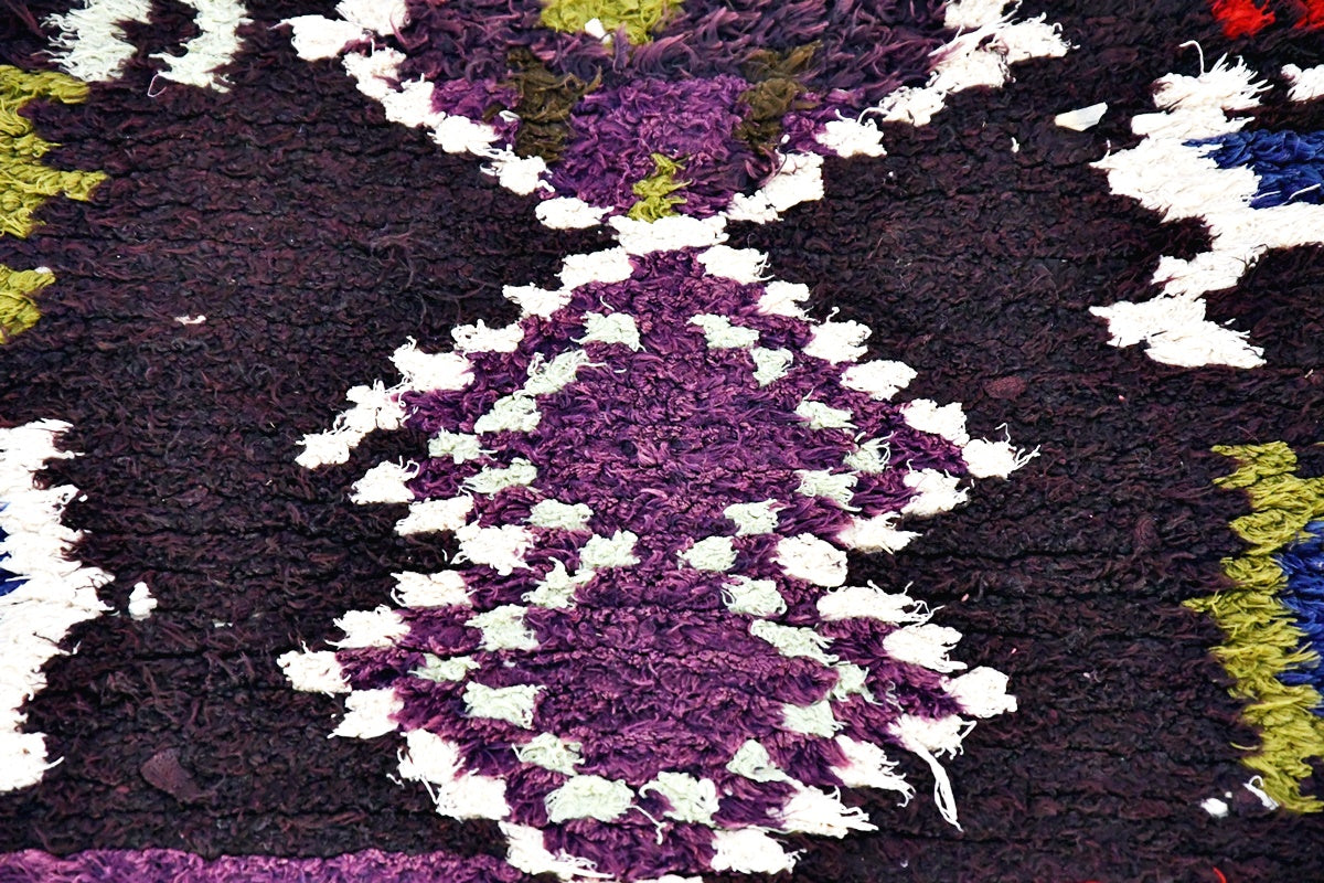 Boucherouite black rug close up 