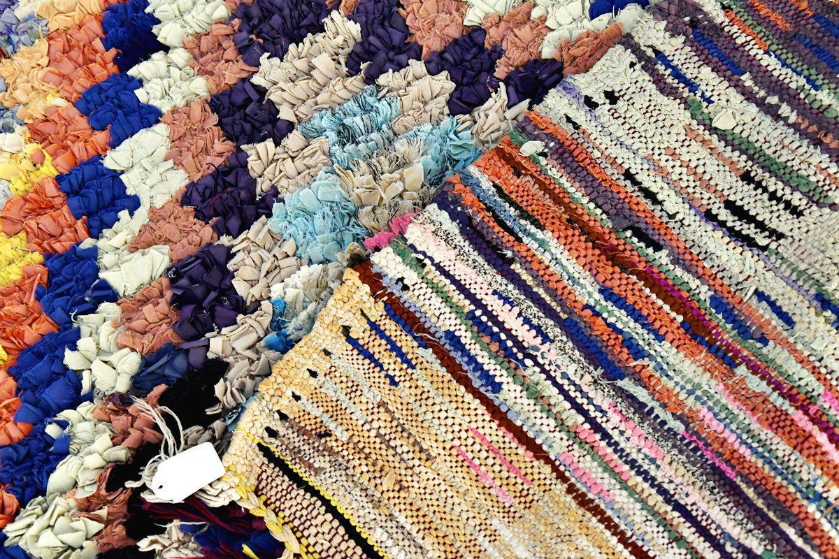 Boucherouite blue rug close
