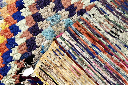 Boucherouite blue rug close