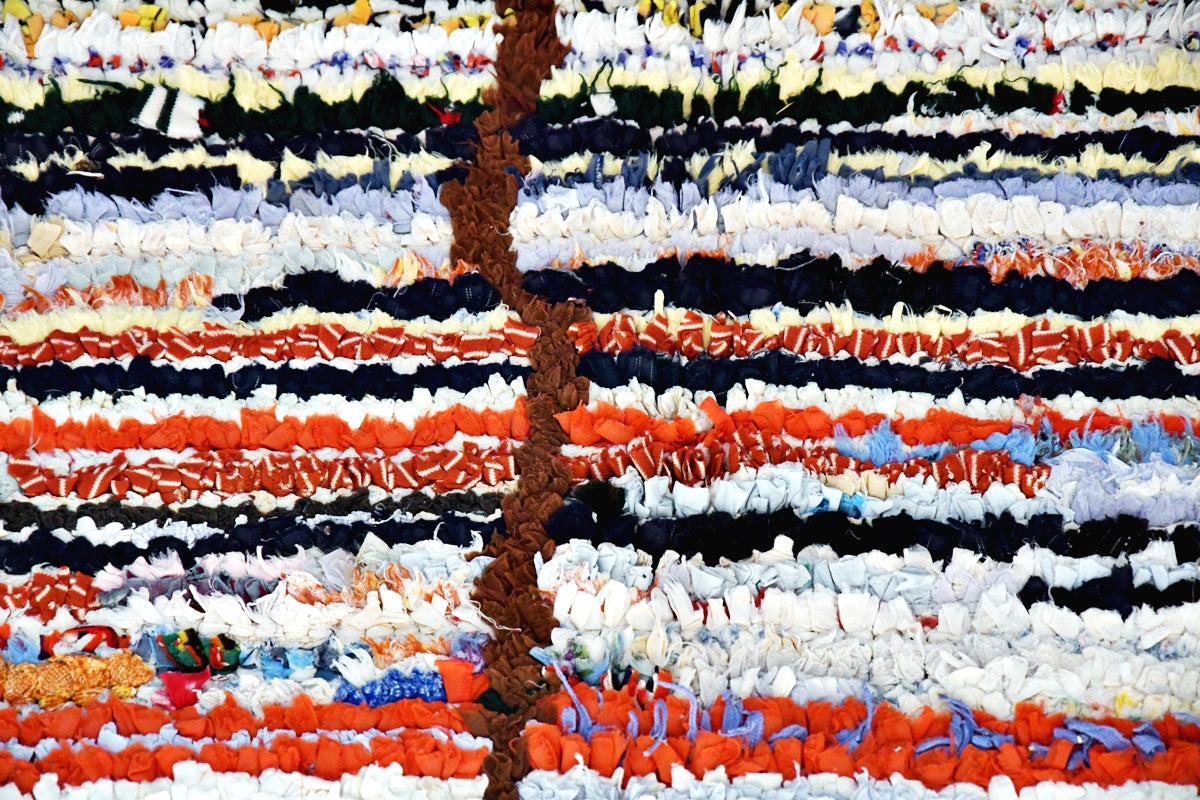 Boucherouite rug striped close up