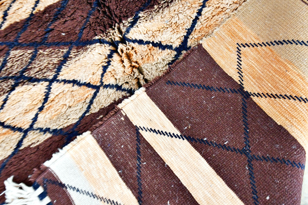 Brown beige soft beni mrirt rug striped back