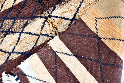 Brown beige soft beni mrirt rug striped back