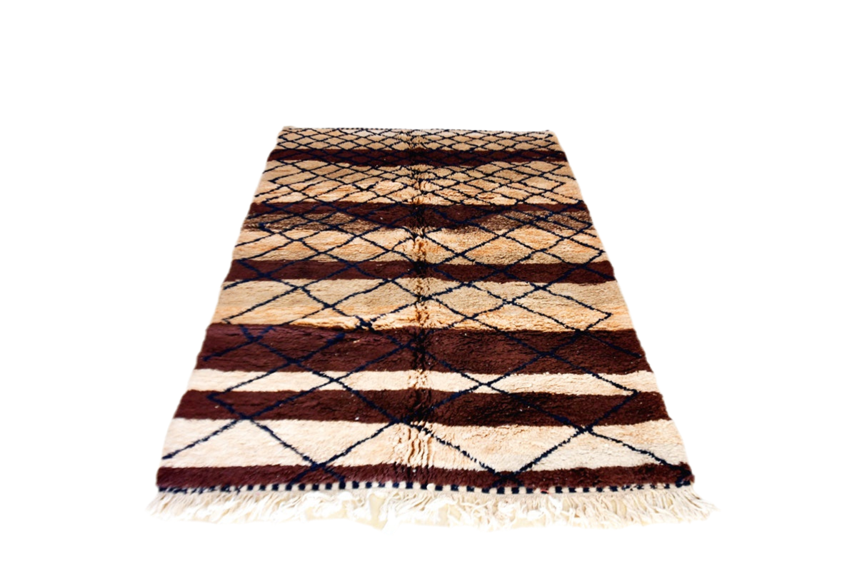 Brown beige stripped beni mrirt rug morocco full