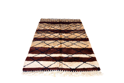 Brown beige stripped beni mrirt rug morocco full