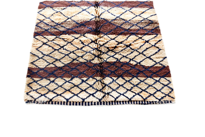 Brown beige stripped beni mrirt rug morocco top