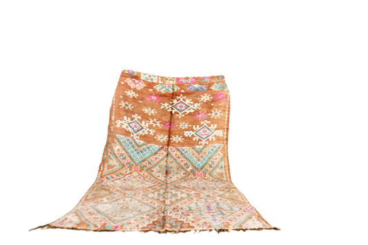 Brown pastel vintage zemmour moroccan rug standing