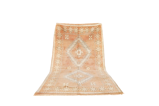 Brown rust earthy vintage moroccan zemmour rug standing