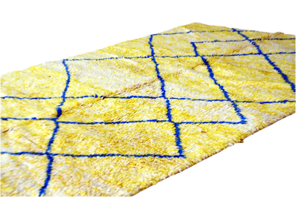 Canary yellow blue diamonds beni mrirt rug morocco