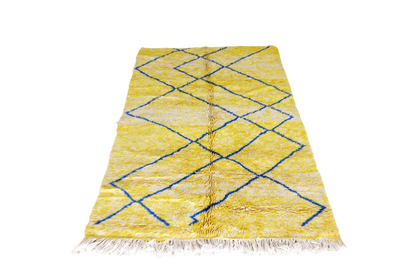 Canary yellow blue diamonds beni mrirt rug morocco front