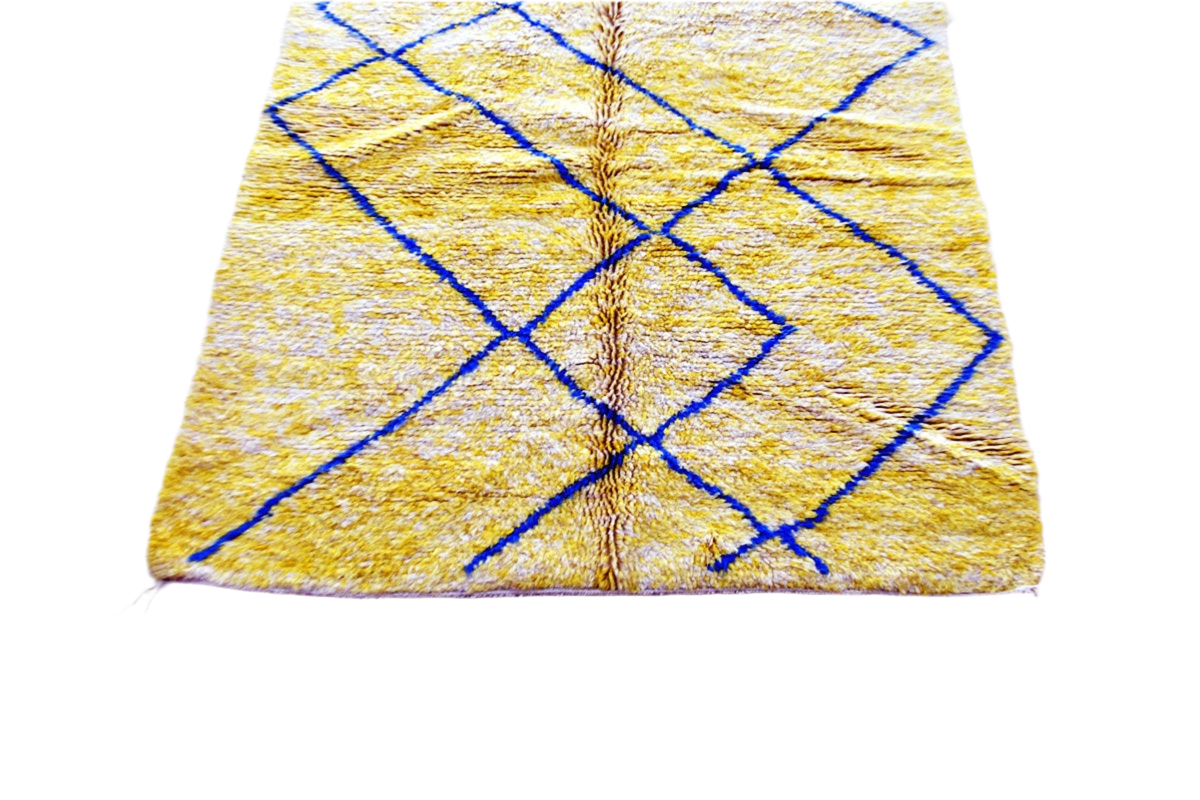 Canary yellow blue diamonds beni mrirt rug morocco top