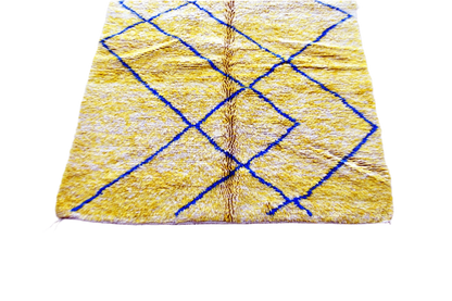 Canary yellow blue diamonds beni mrirt rug morocco top
