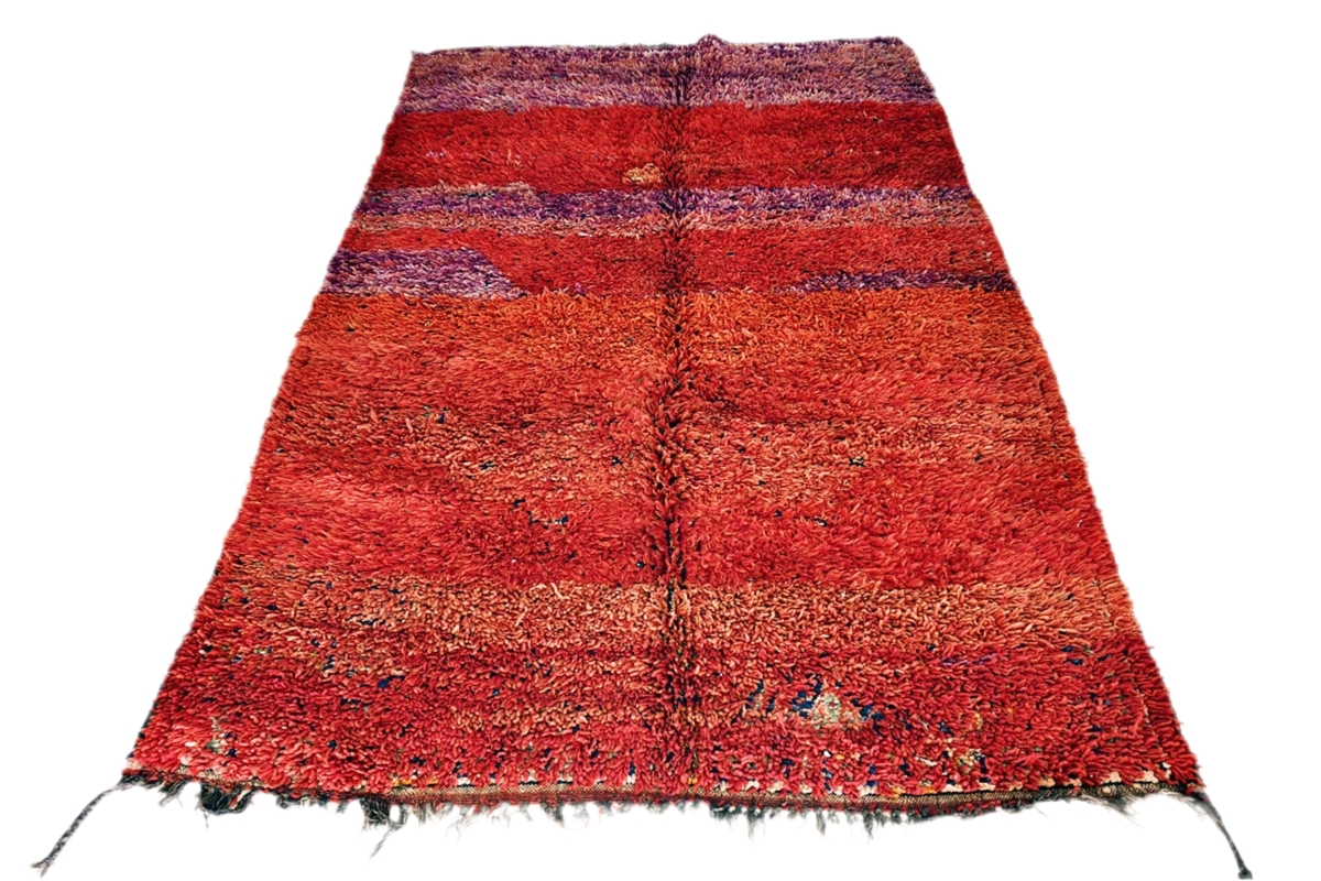 Chevron red morron beni mguild vintage moroccan rug front
