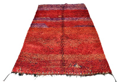 Chevron red morron beni mguild vintage moroccan rug front