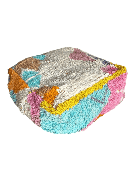 Color pop square moroccan wool floor pillow cushion side