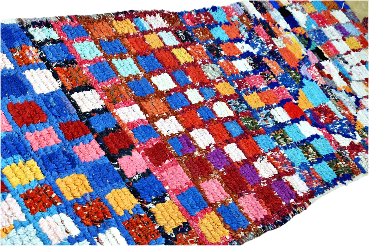 Colorfull checker boucherouite rag rug