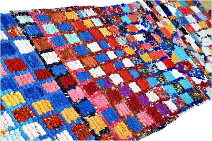 Colorfull checker boucherouite rag rug