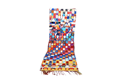 Colorfull checker boucherouite rag rug runner standing