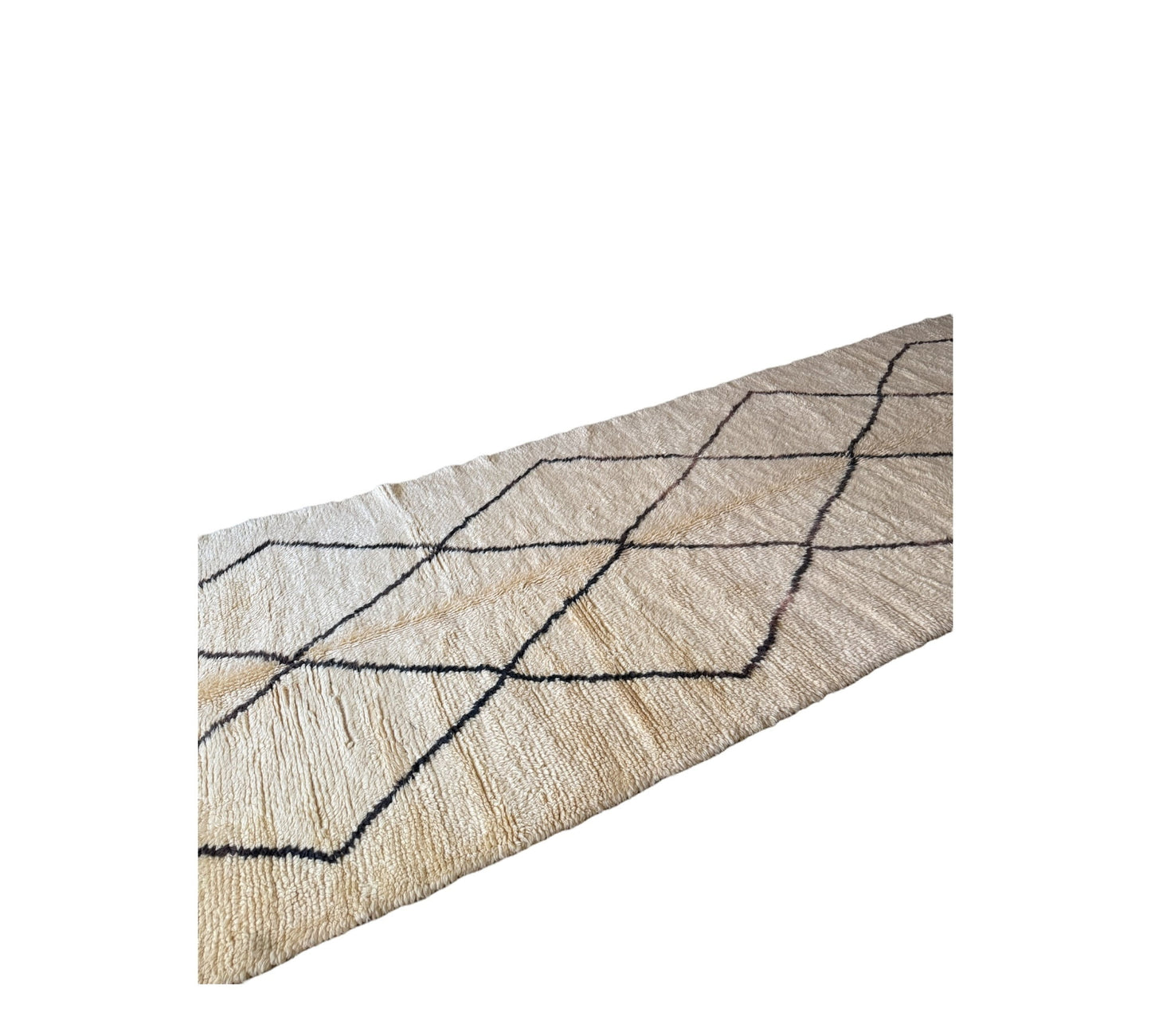 Cream & Black long beni ourain rug Morocco